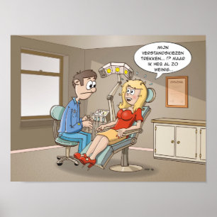 Cartoon, get a blonde at the dentist. Poster