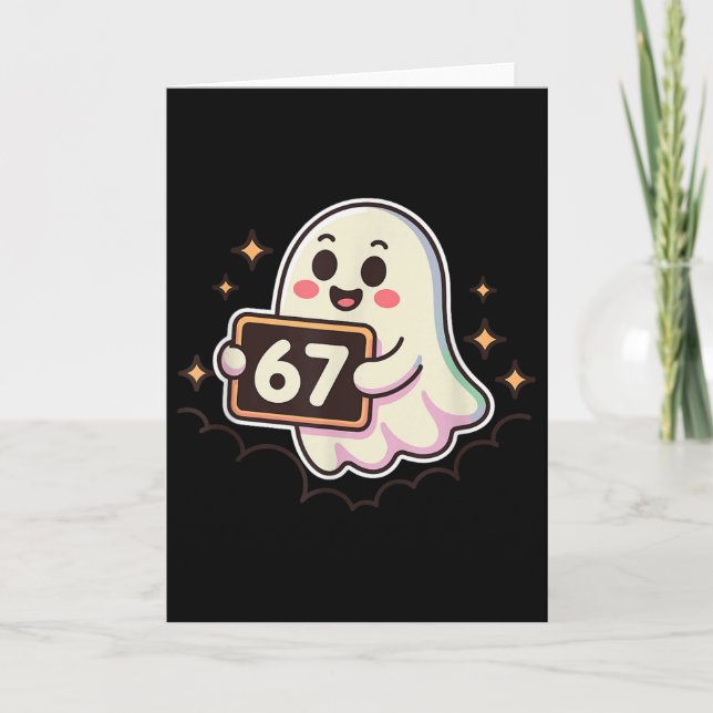 Cartoon Ghost 67 Meme  Card (Front)