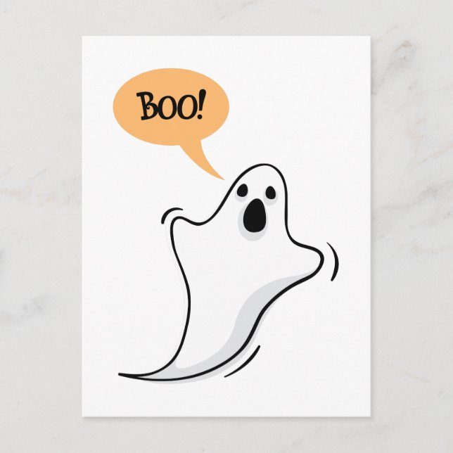 Cartoon ghost saying Boo! postcard (Front)