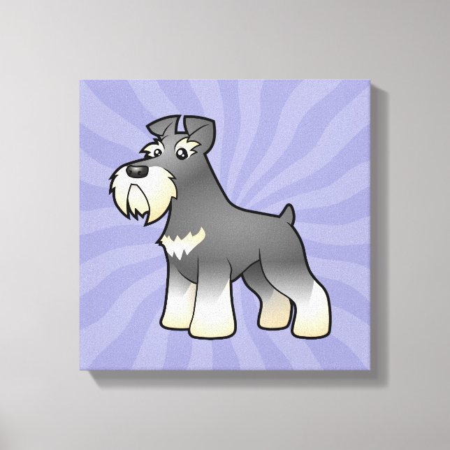 Cartoon Giant/Standard/Miniature Schnauzer Canvas Print (Front)