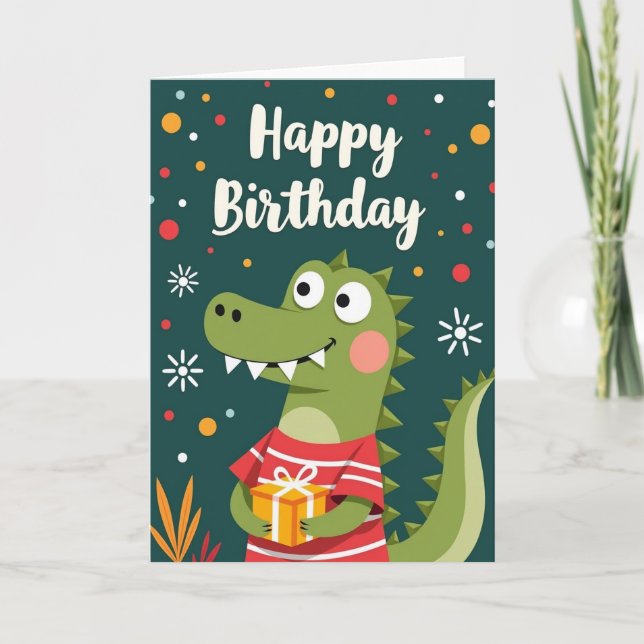 Cartoon Gift Birthday Card (Front)