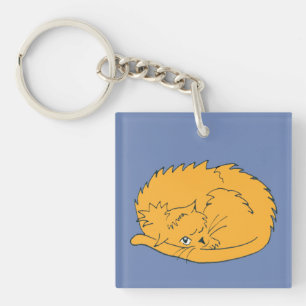 Cartoon Ginger Cat curled up Keychain