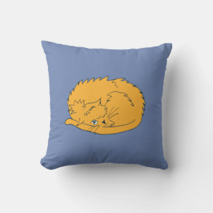 Cartoon Ginger Cat curled up Throw Pillow