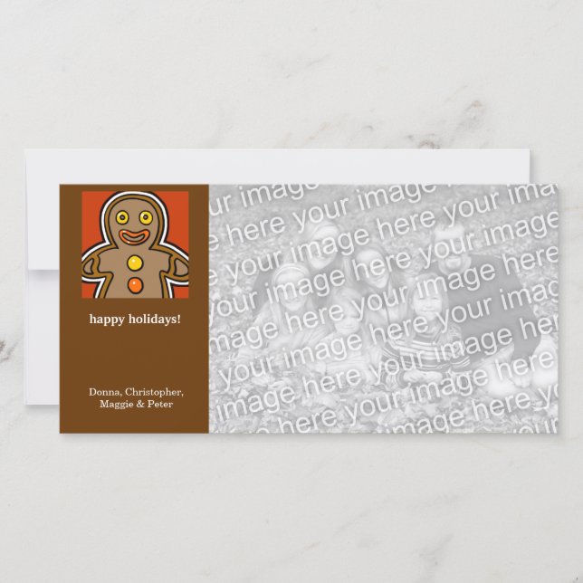 Cartoon gingerbread man holiday card (Front)