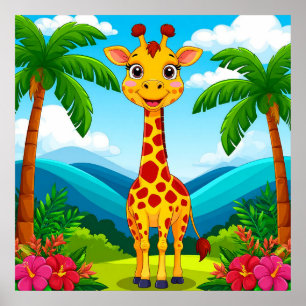 Cartoon Girafe Safari Animal Décoration Murale C