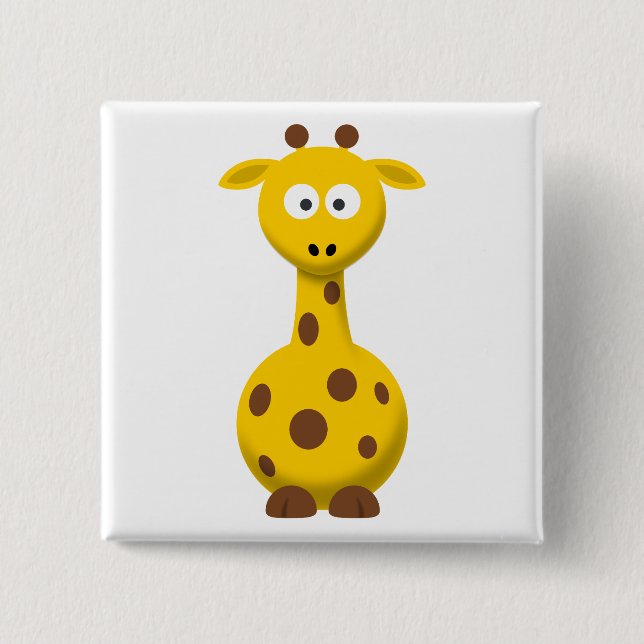 Cartoon Giraffe 2 Inch Square Button (Front)