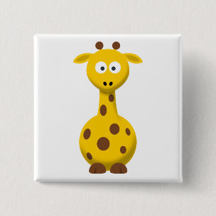 Cartoon Giraffe 2 Inch Square Button