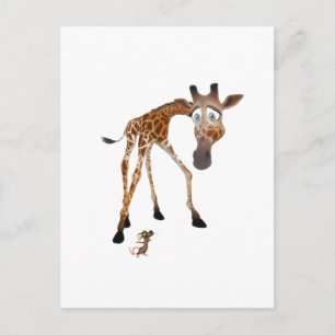 Cartoon Giraffe and Mouse Postcard