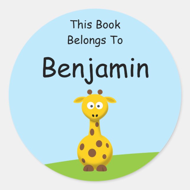 Cartoon Giraffe Classic Round Sticker (Front)