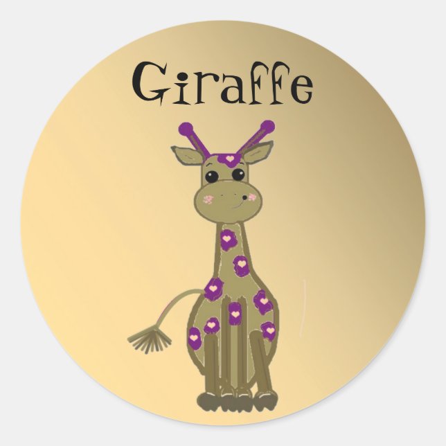 Cartoon Giraffe Classic Round Sticker (Front)