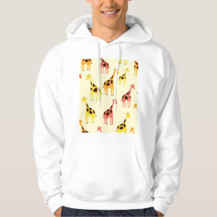 Cartoon Giraffe: Colourful Vintage Pattern. Hoodie