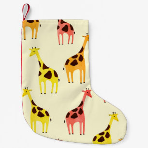 Cartoon Giraffe: Colourful Vintage Pattern. Small Christmas Stocking