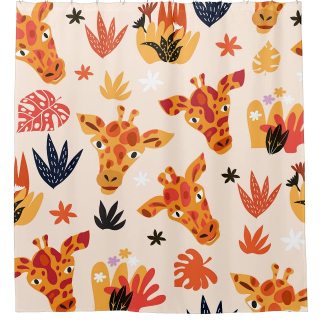 Cartoon Giraffe: Floral Savanna Pattern (Front)