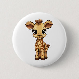 Cartoon giraffe illustration 2 inch round button