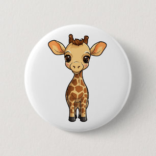 Cartoon giraffe illustration 2 inch round button