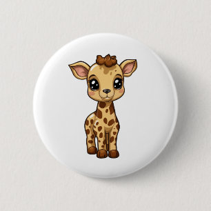 Cartoon giraffe illustration 2 inch round button