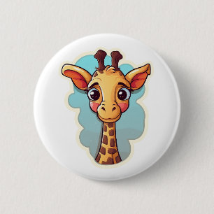 Cartoon giraffe illustration 2 inch round button