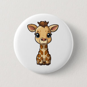 Cartoon giraffe illustration 2 inch round button