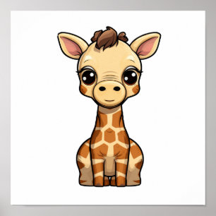 Cartoon giraffe illustration poster