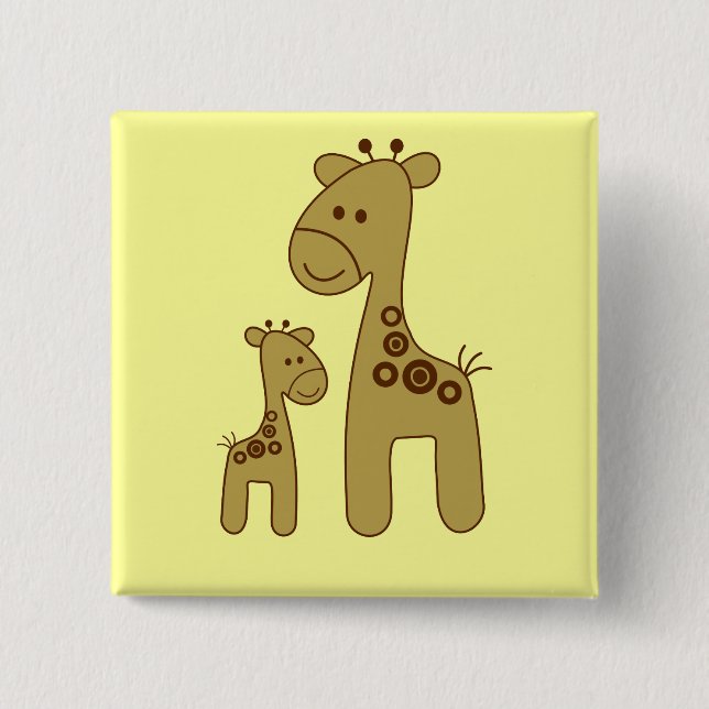 Cartoon Giraffe Print Button (Front)
