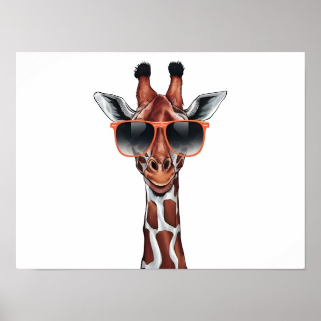Cartoon Giraffe with Sunglasses Poster (Front)
