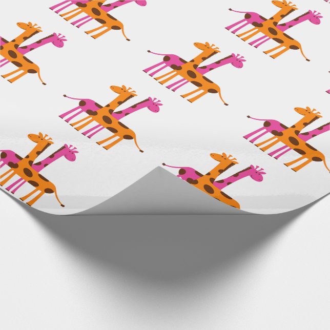Cartoon Giraffe Wrapping Paper (Corner)