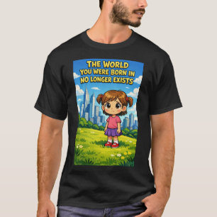 Cartoon Girl Lost Innocence Past vs Future Graphic T-Shirt