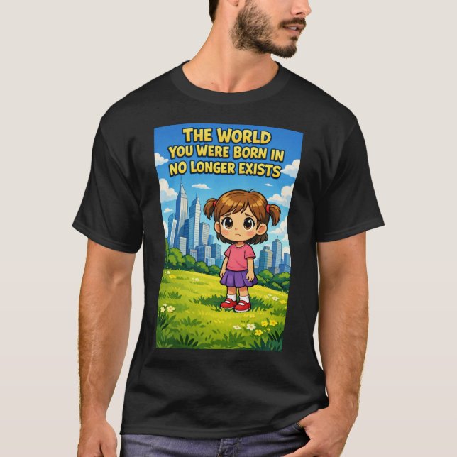 Cartoon Girl Lost Innocence Past vs Future Graphic T-Shirt (Front)