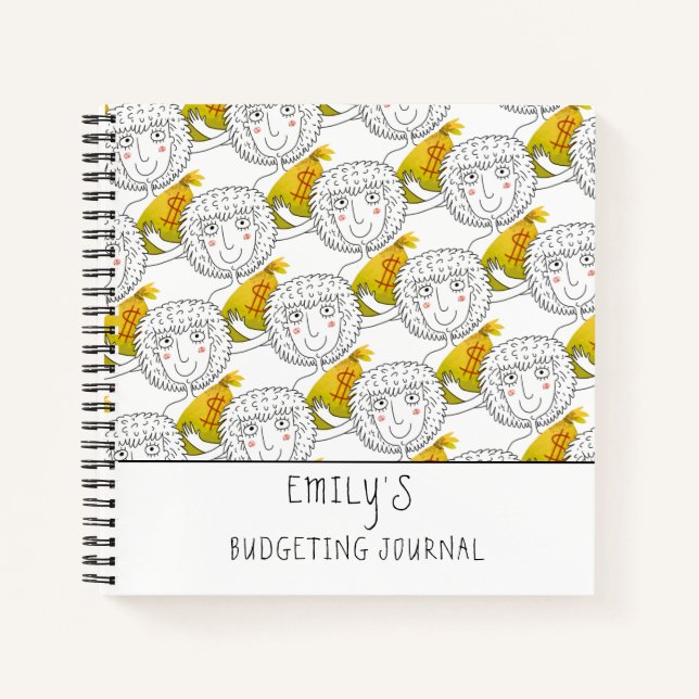 Cartoon Girl Motif de l'argent Nom Budget Journal (Devant)