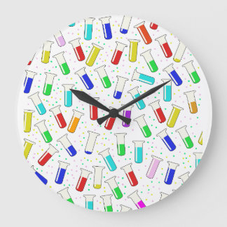 Cartoon glass test tubes large clock
