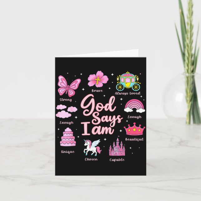 Cartoon God Say I Am Princess Girl Kids  Card (Front)