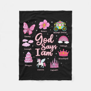 Cartoon God Say I Am Princess Girl Kids  Fleece Blanket