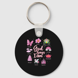 Cartoon God Say I Am Princess Girl Kids Keychain