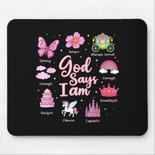 Cartoon God Say I Am Princess Girl Kids  Mouse Pad