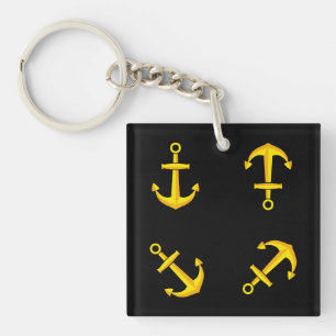Cartoon Golden Boat Anchor Set Keychain