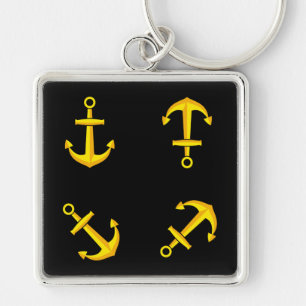 Cartoon Golden Boat Anchor Set Keychain