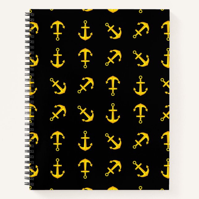 Cartoon Golden Boat Anchor Set Notebook (Front)
