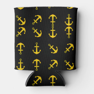 Cartoon Golden Boat Anchor Set Pattern Can Cooler