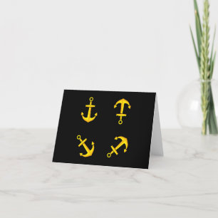 Cartoon Golden Boat Anchor Set Thank You Card