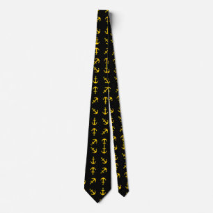 Cartoon Golden Boat Anchor Set Tie