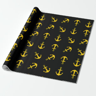 Cartoon Golden Boat Anchor Set Wrapping Paper