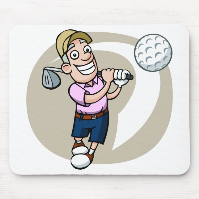 Cartoon Golfer Mouse Pad (Front)
