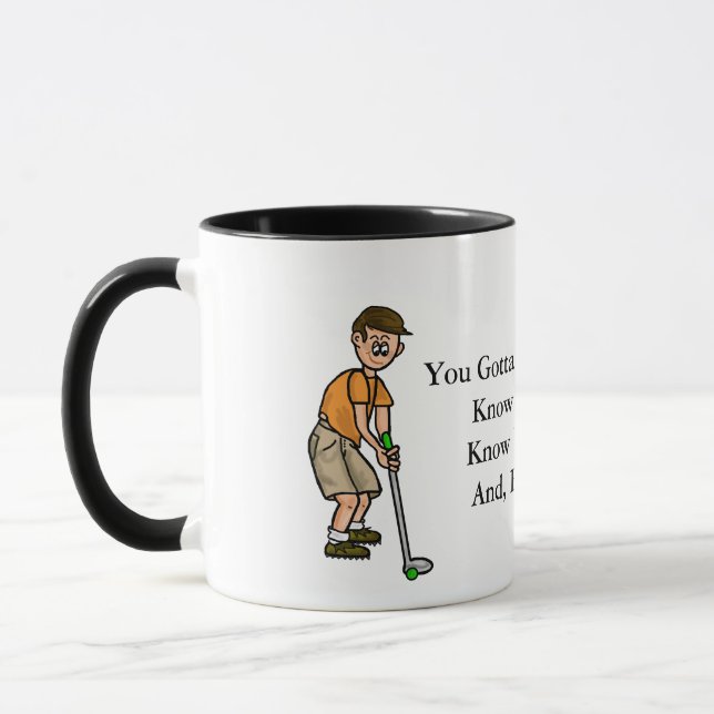 Cartoon Golfing Man Funny Motto Mug (Left)