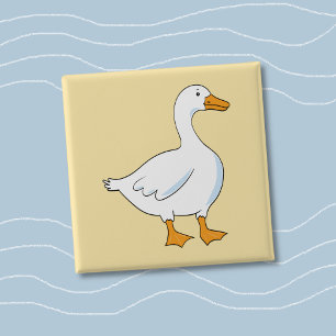 Cartoon Goose Yellow Square Button