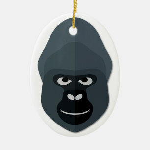 Cartoon Gorilla Head Ceramic Ornament