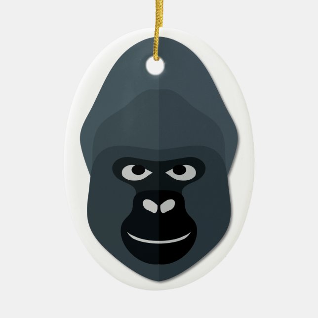 Cartoon Gorilla Head Ceramic Ornament (Front)