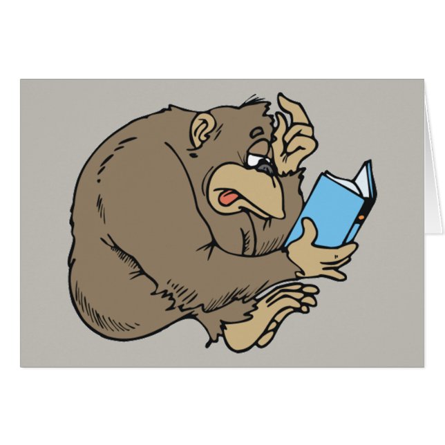 cartoon gorilla reading book (Front Horizontal)