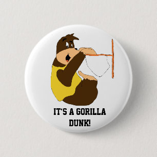 Cartoon Gorilla Slam Dunking 2 Inch Round Button