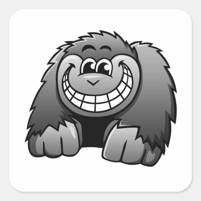 Cartoon Gorilla Square Sticker (Front)