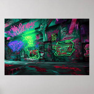 Cartoon Graffiti Art - Taking Action with Colorful Poster